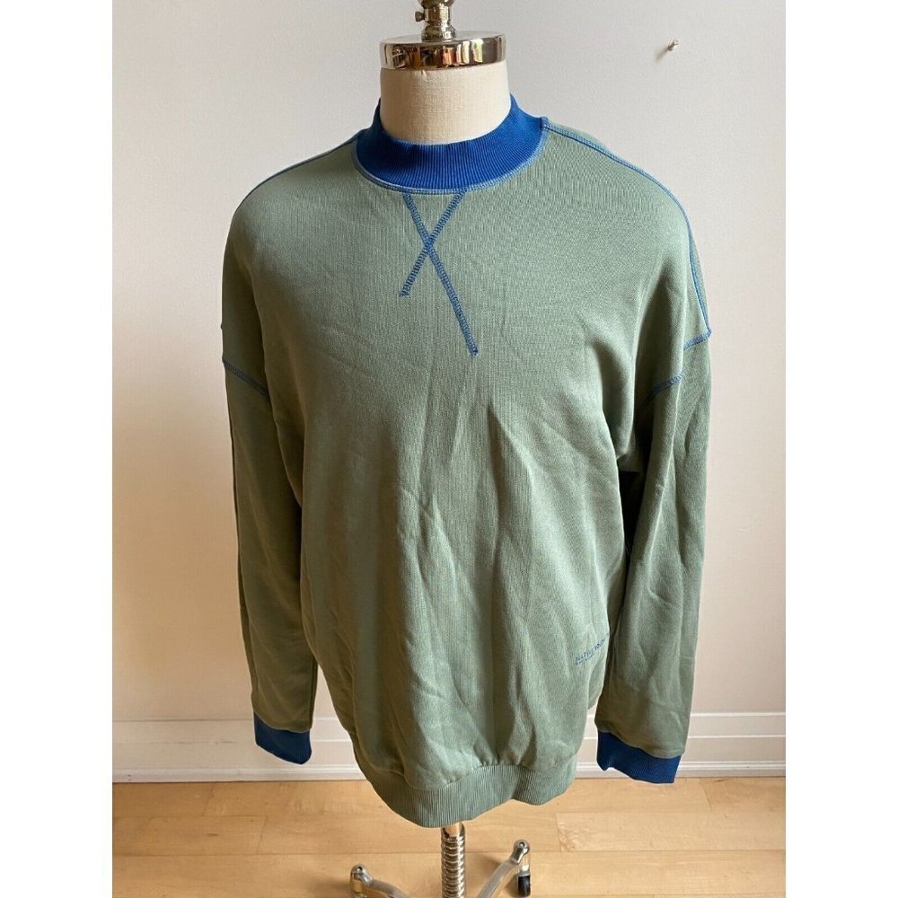 Native Youth Mens green sweatshirt BNWOT XLarge NEW blue contrast trim - Picture 2 of 8